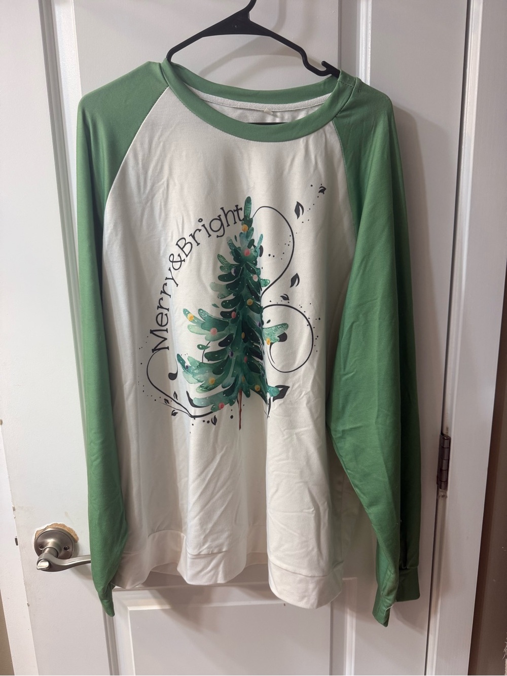 Merry & Bright Green Raglan Christmas Sweatshirt